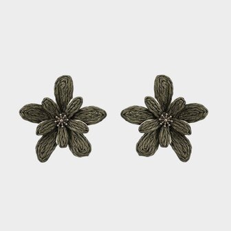 Oorbellen raffia bloem groen
