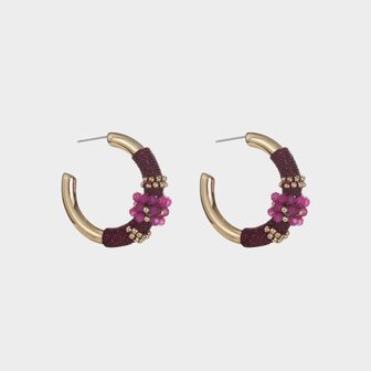 Oorbellen creool draad magenta