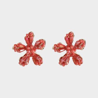 Oorbellen steker bloem oranje