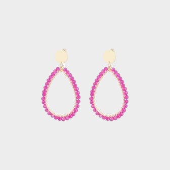 Oorbellen kraal fuchsia