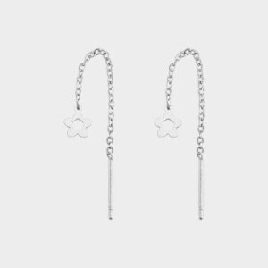 Oorbellen bloem ketting zilver