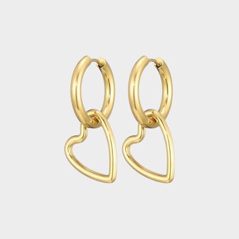 Oorbellen hart open goud
