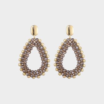 Oorbellen druppel glas grijs