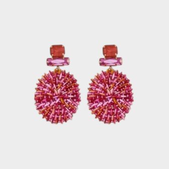 Oorbellen paillet crystal fuchsia