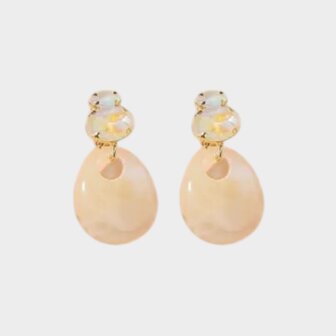 Oorbellen clip resin beige