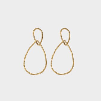 Oorbellen druppel staal goud