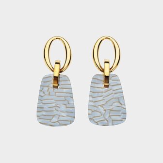 Oorbellen resin moza&iuml;ek grijs