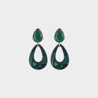 Oorbellen resin crystal groen