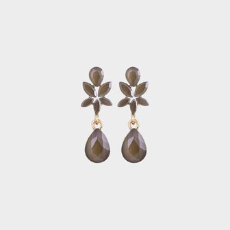 Oorbellen bloem crystal taupe
