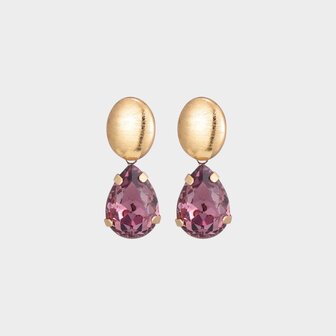 Oorbellen crystal druppel paars