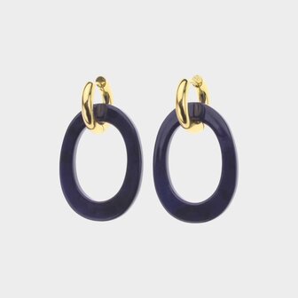 Oorbellen creool ovaal blauw