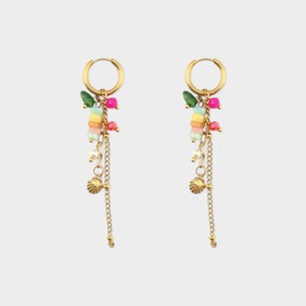 Oorbellen creool schelp multi