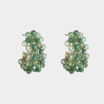 Oorbellen creool groen glas