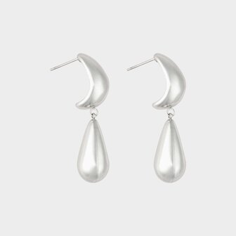 Oorbellen dubbel drop zilver