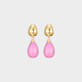 Oorbellen druppel resin fuchsia