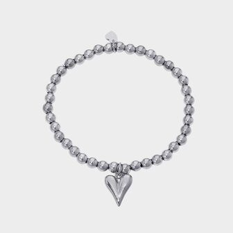 Armband hart bol M zilver