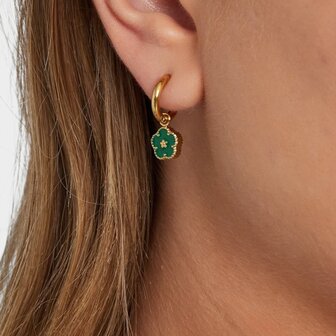 Oorbellen creool bloem roze