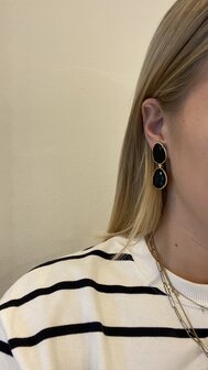 Oorbellen cat stone zwart