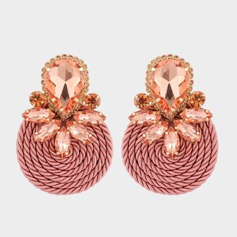 Oorbellen koord ornament roze