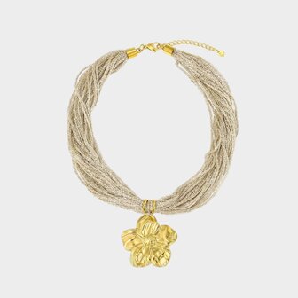 Ketting draad bloem beige