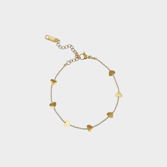 Armband staal hart goud