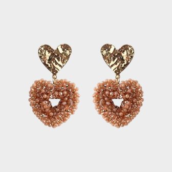 Oorbellen duo hart nude