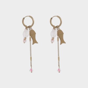 Oorbellen creool roze vis