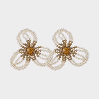 Oorbellen bloem kraal olijf