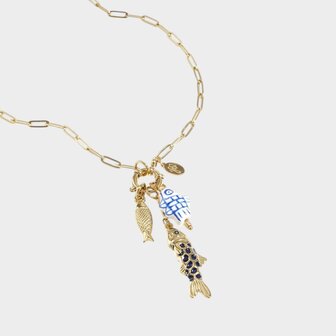 Ketting bedel vis blauw
