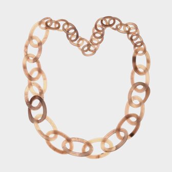 Lange bruine schakelketting van resin 110 centimeter veelzijdig te dragen