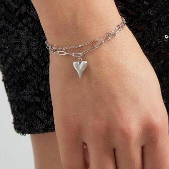 Armband staal duo hart