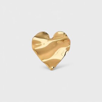 Gouden gegolfde hart broche