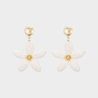 Oorbellen bloem knop beige