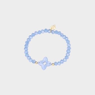 Armband kraal bloem lichtblauw