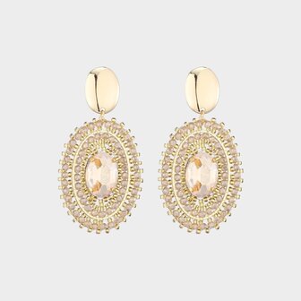 Oorbellen ovaal crystal zand