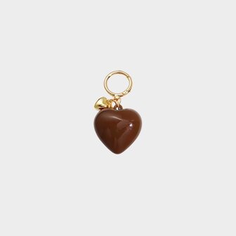 Sleutelhanger hart bruin
