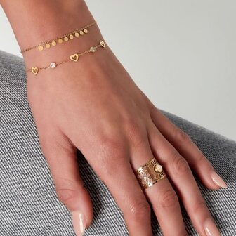 Armband staal hart wit