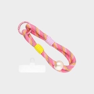 Telefoonkoord touw kraal roze