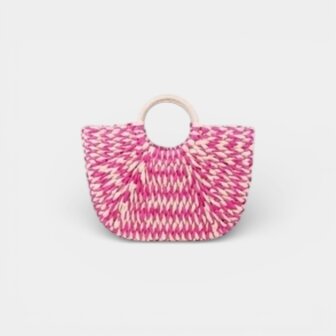 Tas schouder rattan fuchsia