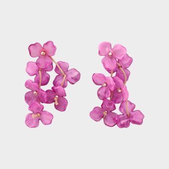 Oorbellen bloem paars resin