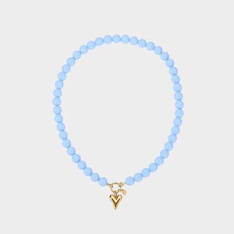 Oorbellen kraal hart lichtblauw