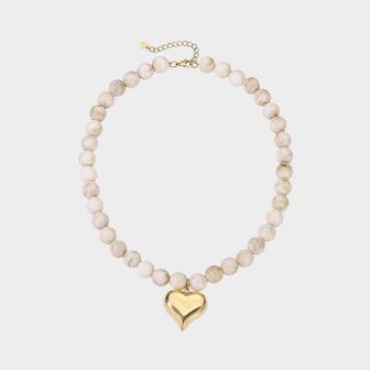 Ketting kraal hart beige