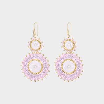 Oorbellen dubbel rozet roze