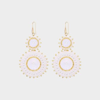 Oorbellen dubbel rozet wit