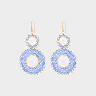 Oorbellen dubbel rozet lichtblauw