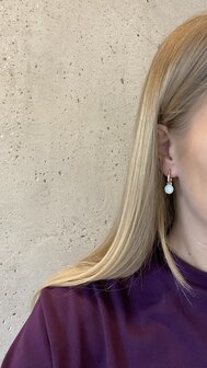 Oorbellen crystal rond ijsblauw