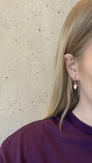 Oorbellen parel kraal multi