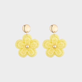 Oorbellen bloem dubbel geel