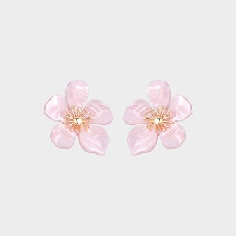Oorbellen bloem resin roze