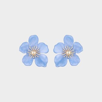 Oorbellen bloem resin blauw